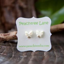 Tiny Cream-Ivory Butterfly Post Earrings - Buttercream