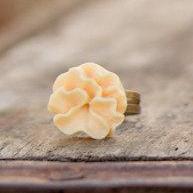 Yellow-Buttercream Lotus Flower Ring Modern Vintage Style - Buttercup