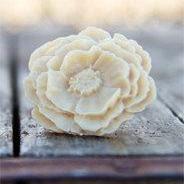 Khaki-Cream Large Poppy Flower Ring Vintage Style - Cream