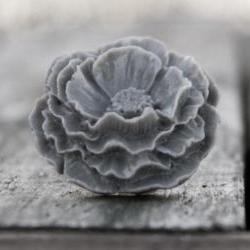 Large Grey Flower Poppy Rose Ring in a Vintage Style - Smoke