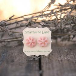 Peach-Pink Flower Post Earrings Bridesmaid Gifts - Peony