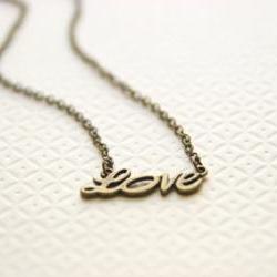 Love Necklace Antique Brass Tone Bridesmaid Gifts Maid of Honor Gifts Valentines Day Gift